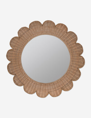 Asha round scalloped wicker framed wall mirror