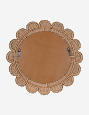 Back of the Asha round scalloped wicker framed wall mirror