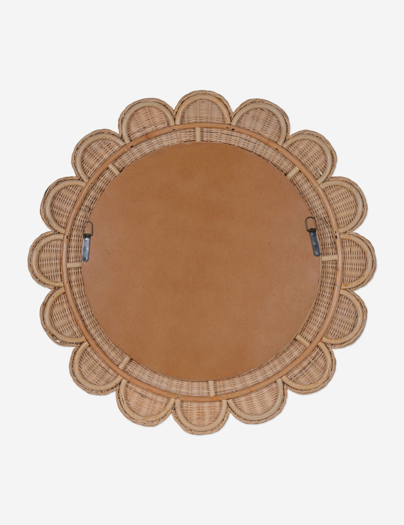 #color::natural | Back of the Asha round scalloped wicker framed wall mirror