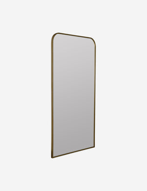 angled view of Homare slim, slightly rounded full length mirror