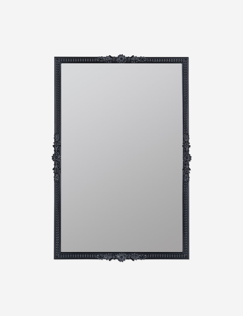 #color::black | Cantara black rectangular floral detailed framed decorative wall mirror