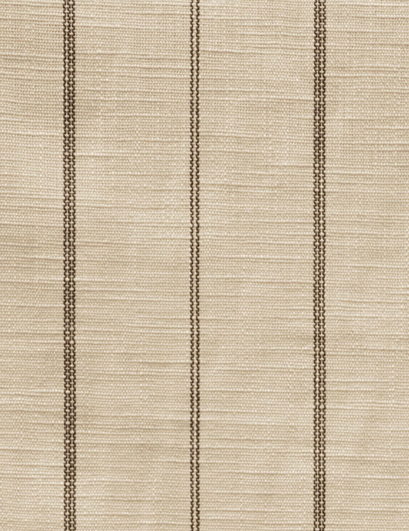 #color::natural-stripe #size::cal-king #size::full #size::king #size::queen #size::twin | Detailed shot of the linen and stripe pattern on the Adara natural stripe linen upholstered bed.
