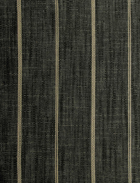 #color::peppercorn-stripe #size::twin #size::full #size::queen #size::king #size::cal-king | Detailed shot of the stripes and linen on the Adara peppercorn stripe linen upholstered bed. 