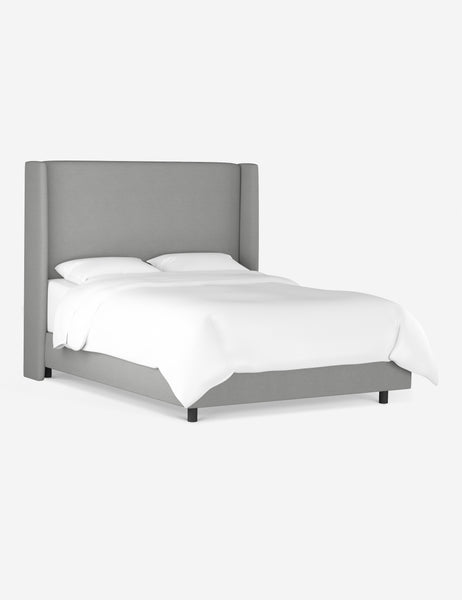 #color::gray #size::cal-king #size::full #size::king #size::queen #size::twin | Angled view of the Adara gray linen upholstered bed.