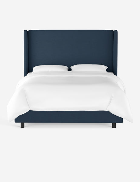 #color::navy-linen #size::cal-king #size::full #size::king #size::queen #size::twin | Adara navy linen upholstered bed.