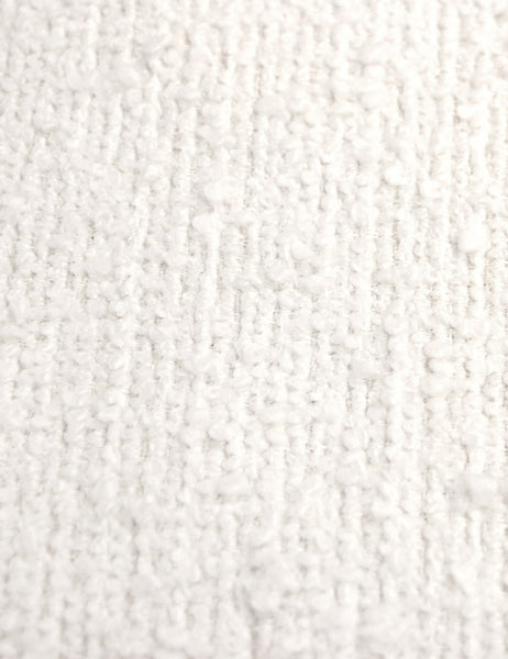 #color::white-boucle #size::twin #size::full #size::queen #size::king #size::cal-king | Detailed shot of the white boucle on the Adara white boucle upholstered bed.