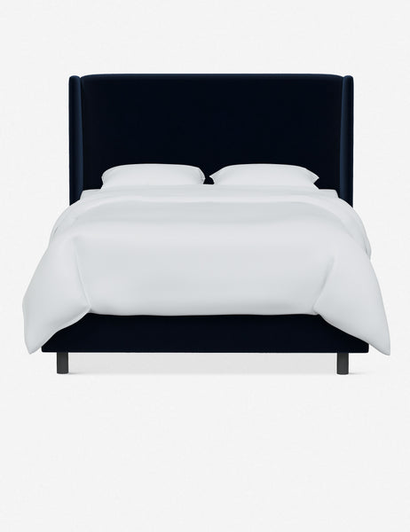 #color::navy-velvet #size::twin #size::full #size::queen #size::king #size::cal-king | Adara navy velvet upholstered bed.