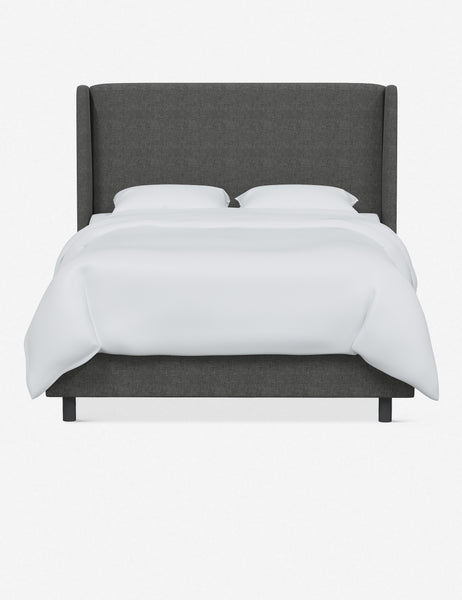 #color::charcoal-linen #size::king | Adara gray linen upholstered bed.