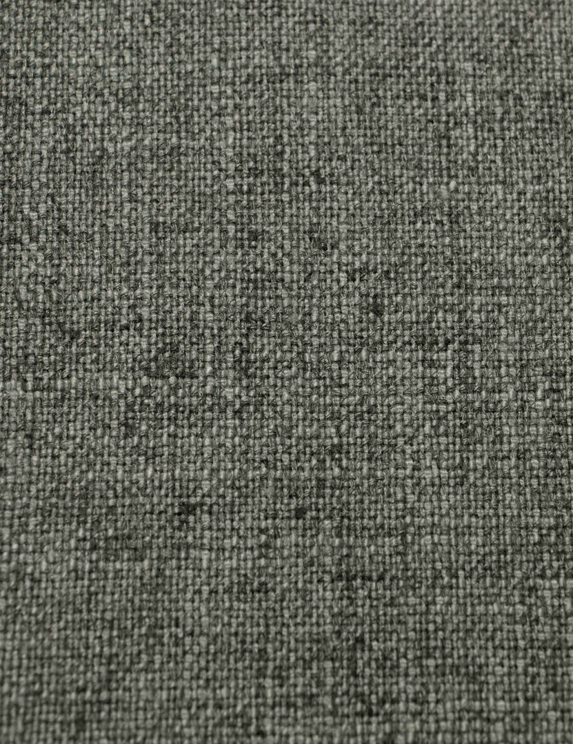#color::charcoal-linen #size::king | Detailed shot of the linen on the Adara gray linen upholstered bed.
