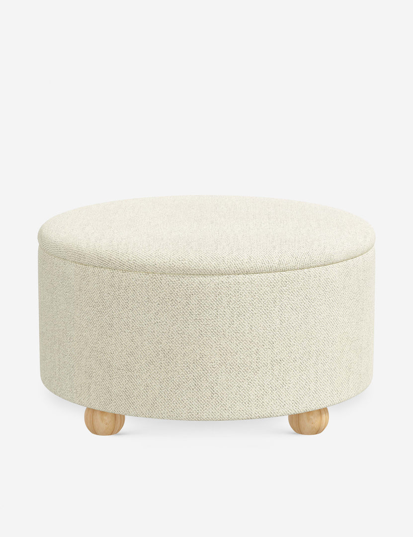 #color::cream-performance-basketweave #size::34-Dia | Kamila Cream Performance Basketweave 34-inch round ottoman with storage space and pinewood feet