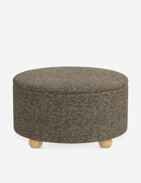 #color::granite-performance-basketweave #size::34-Dia | Kamila Granite Gray Performance Basketweave 34-inch round ottoman with storage space and pinewood feet