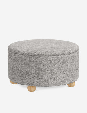Angled view of the Kamila Steel Gray Performance Basketweave 34-inch ottoman