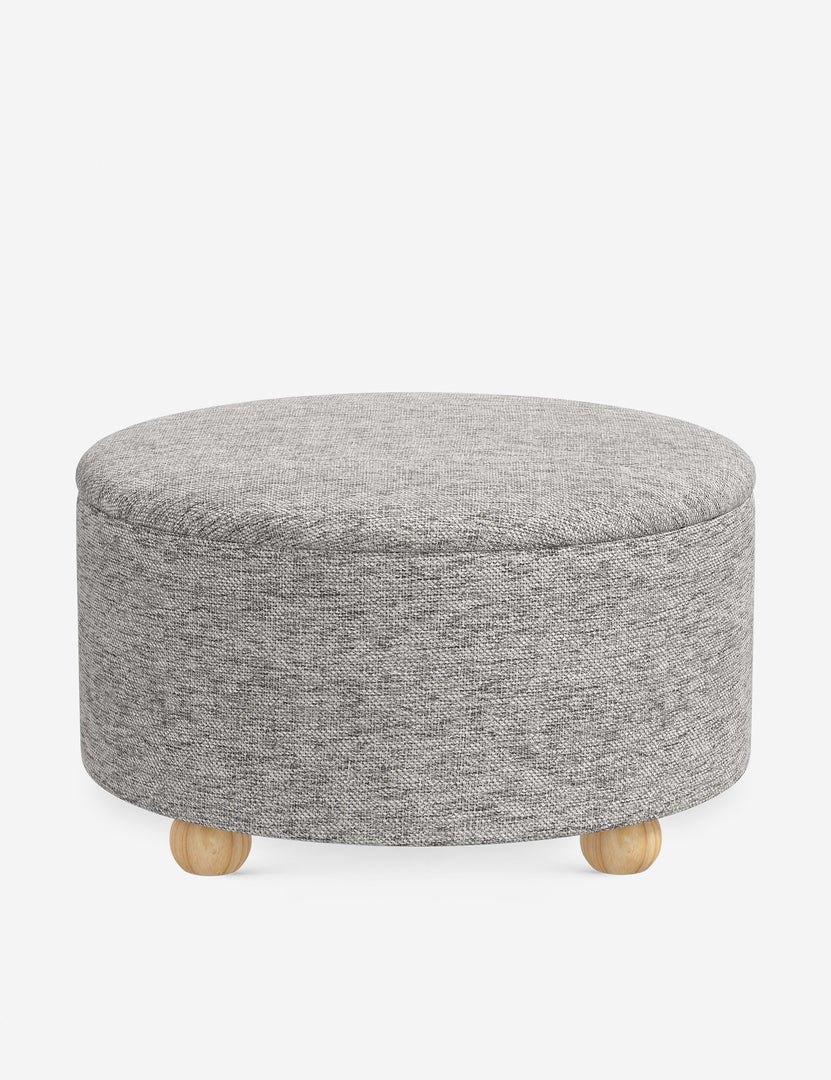 #color::steel-performance-basketweave #size::34-Dia | Kamila Steel Gray Performance Basketweave 34-inch round ottoman with storage space and pinewood feet