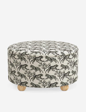 Angled view of the Kamila Tiger Ivory 34-inch ottoman