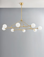 #color::aged-brass #size::46--dia | Helia slim frame modern brass chandelier.