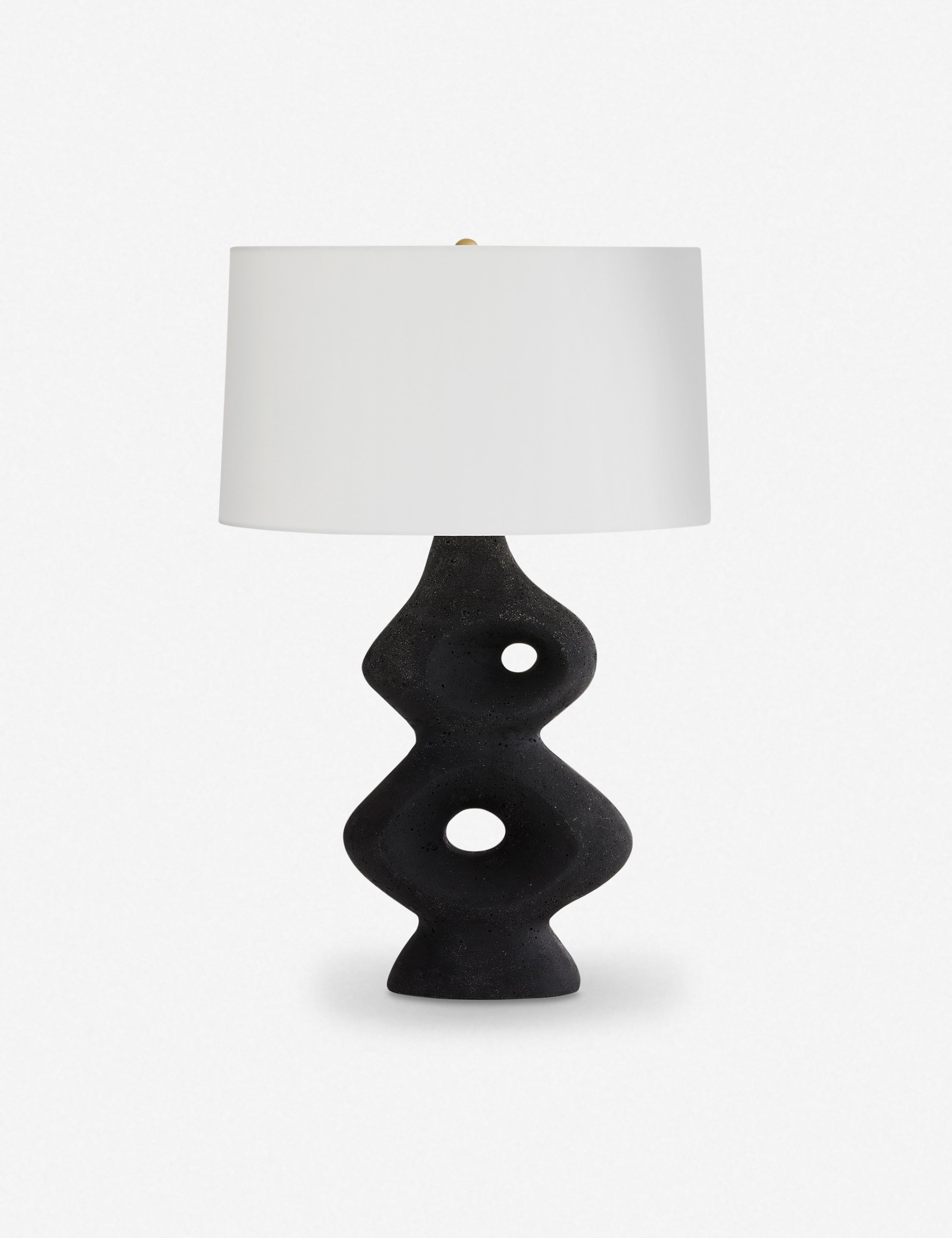 Black Sculptural Table Lamp with Off-White Shade