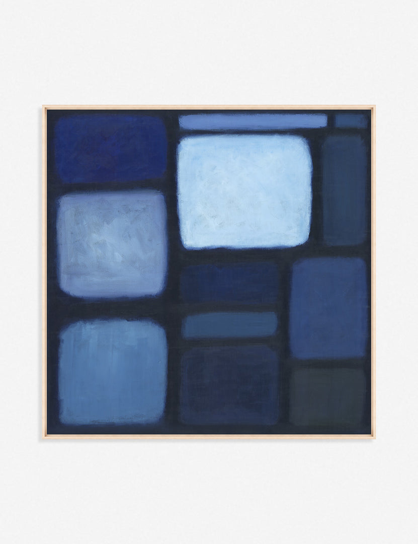 | Counter Composition Wall Art featuring blue squares in soft focus on a dark field by Thomas Black