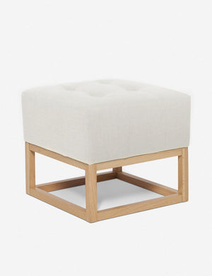 Angled view of the Grasmere Oyster White Linen Ottoman