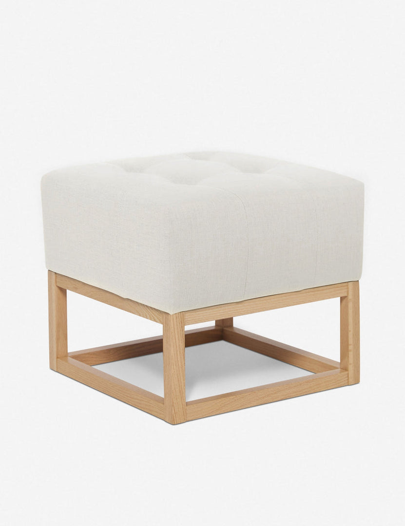 #color::oyster | Angled view of the Grasmere Oyster White Linen Ottoman