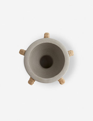 Bird’s-eye view of the Clyde terracotta centerpiece with jute handles by Arteriors