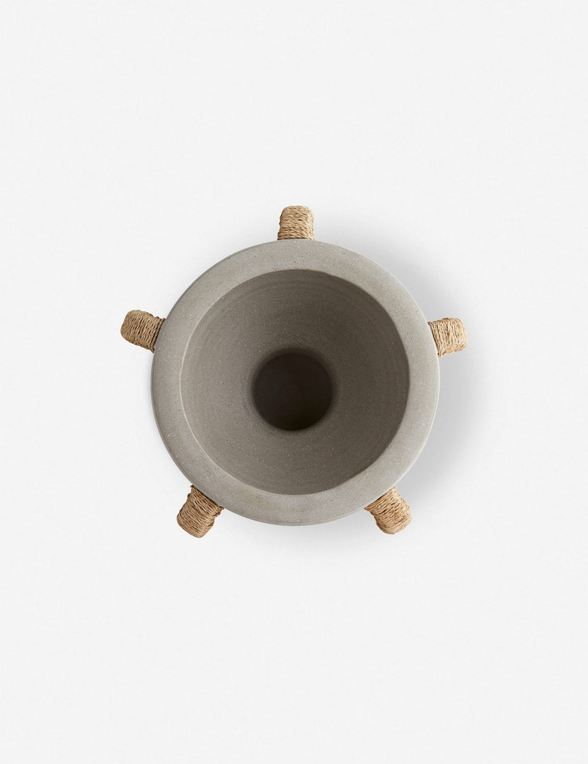 | Bird’s-eye view of the Clyde terracotta centerpiece with jute handles by Arteriors