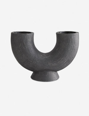 Damien half-circle sculpture vase by Ateriors with matte black glaze finish