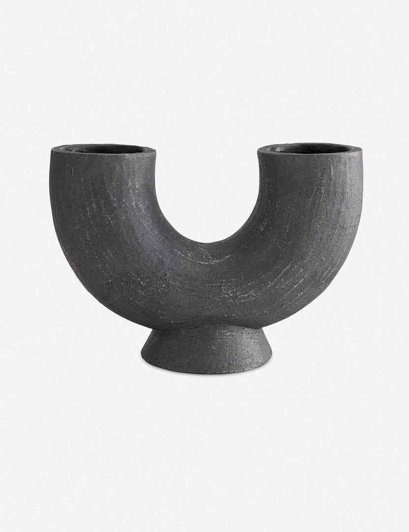 | Damien half-circle sculpture vase by Ateriors with matte black glaze finish