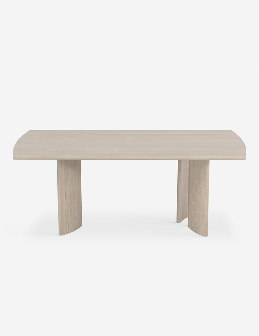 #color::nude #size::78-w | Sun at six crest white oak dining table with curved legs