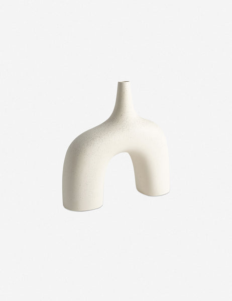 #color::white #size::large | Leonor sculptural arched matte white ceramic Vase in its larger size