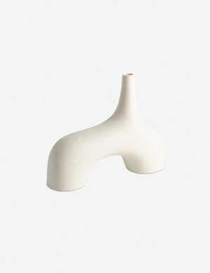 Leonor sculptural arched matte white ceramic Vase in its smaller size
