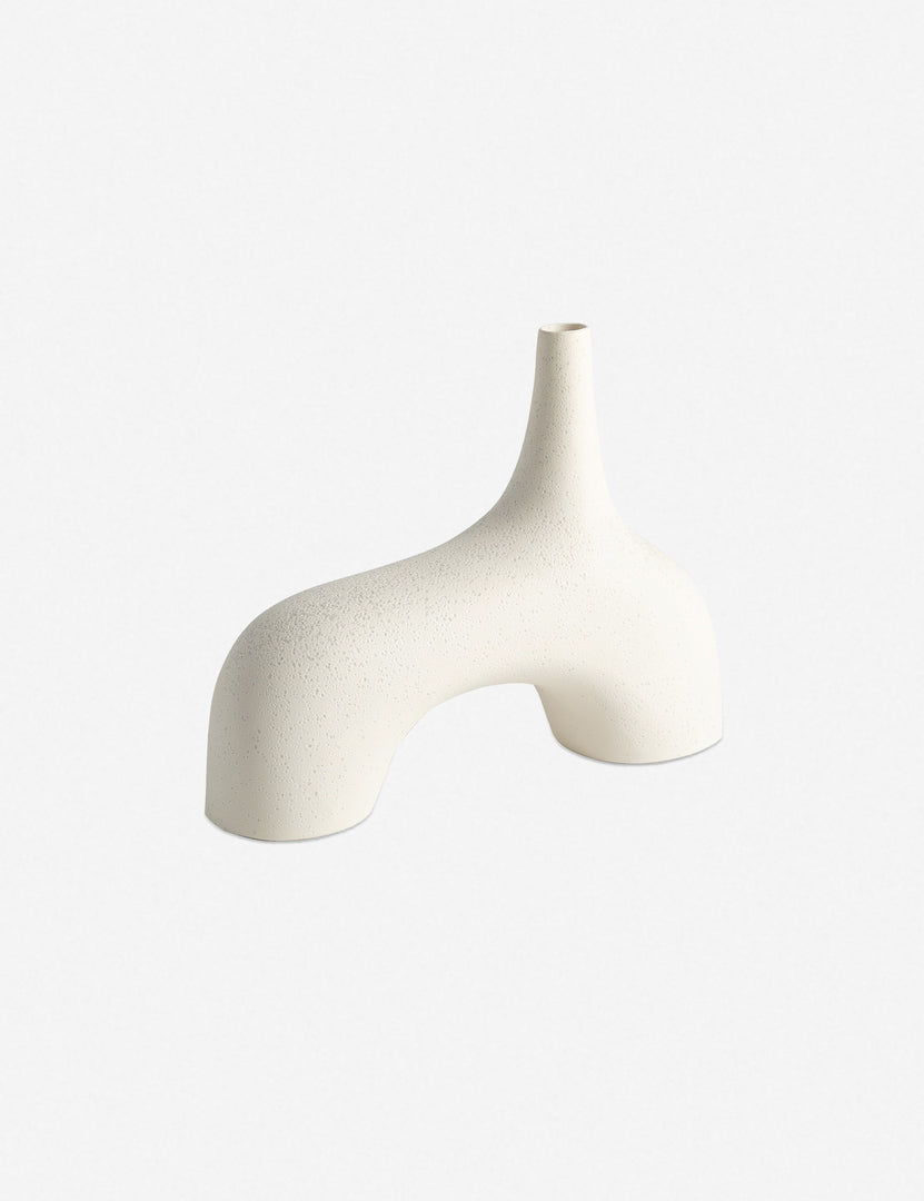 #color::white #size::small | Leonor sculptural arched matte white ceramic Vase in its smaller size