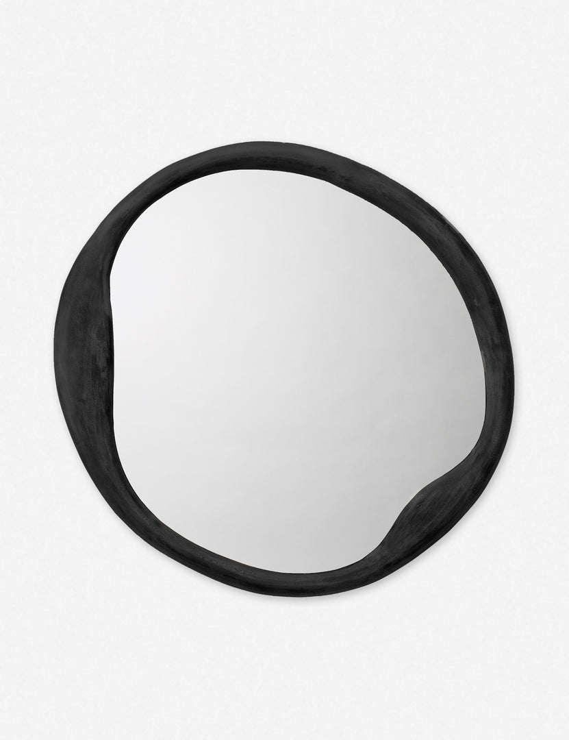 #color::black | Doreen black organic round mirror