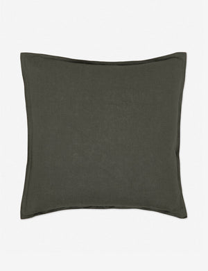 Arlo Conifer gray flax linen solid square pillow