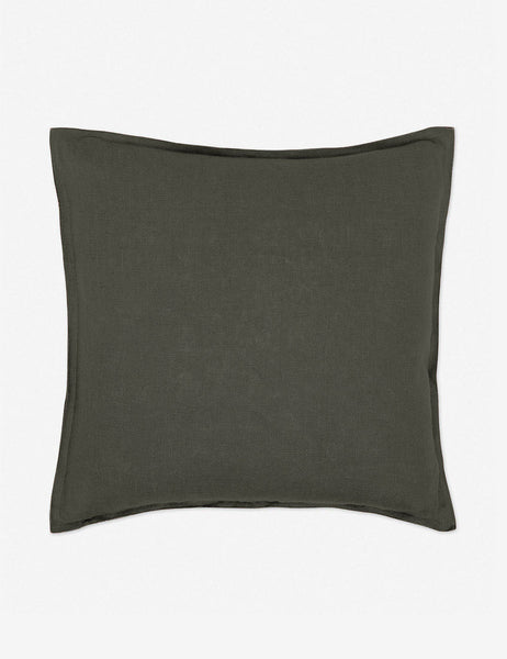 #color::conifer #style::square | Arlo Conifer gray flax linen solid square pillow