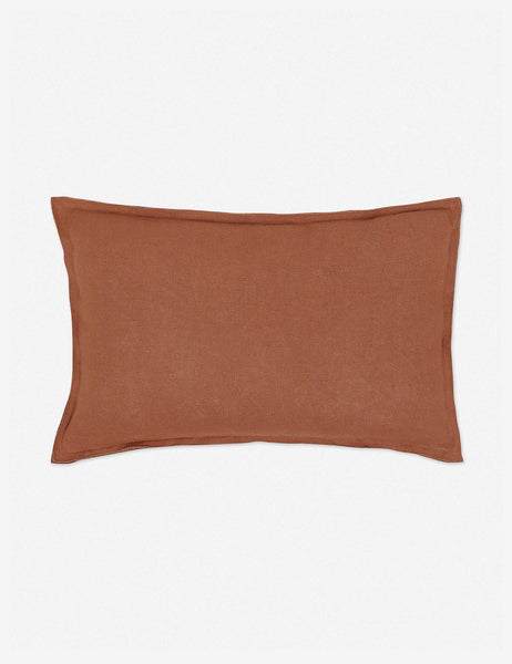 #color::rust #style::lumbar | Arlo rust orange flax linen solid lumbar pillow