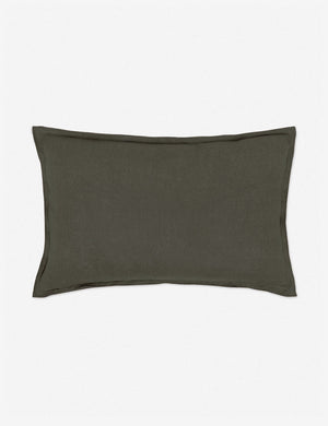 Arlo Conifer gray flax linen solid lumbar pillow