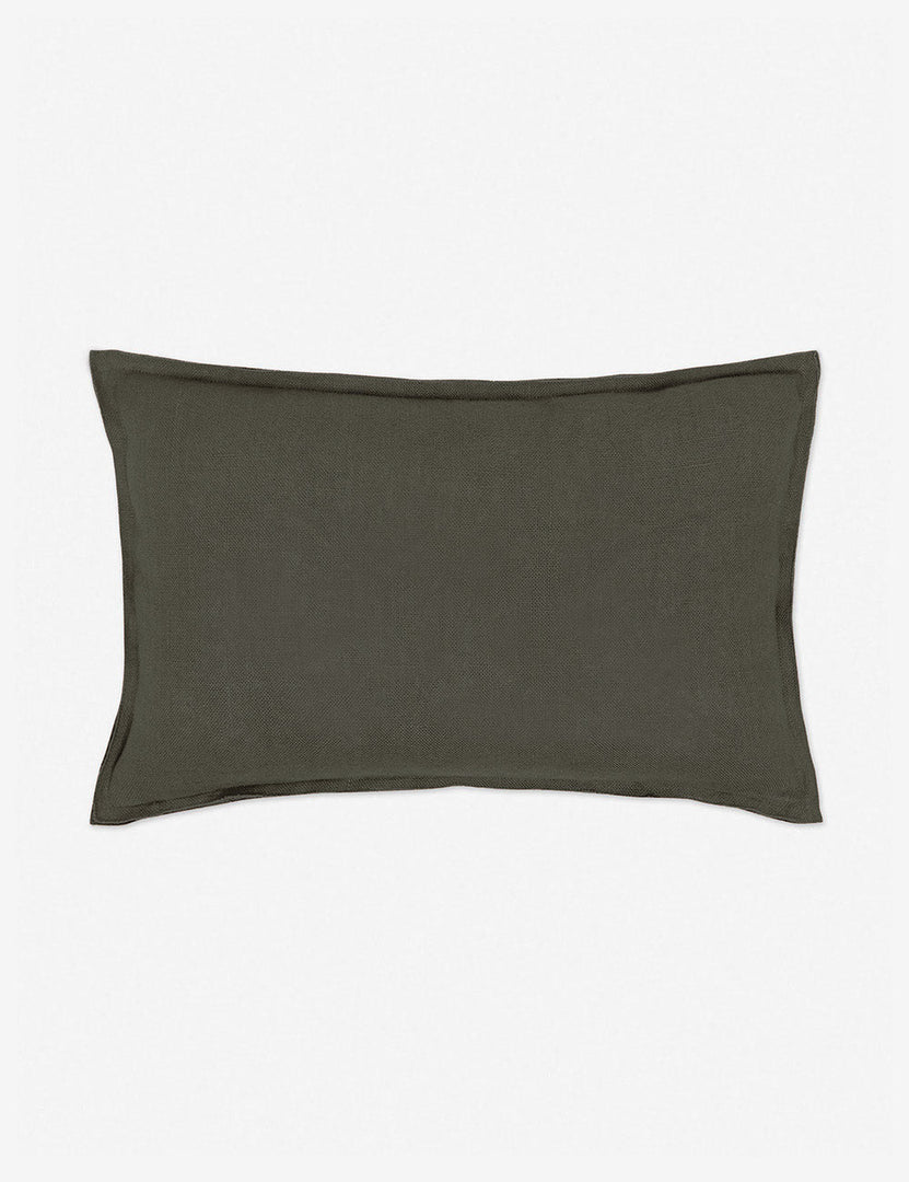 #color::conifer #style::lumbar | Arlo Conifer gray flax linen solid lumbar pillow