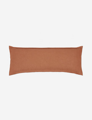 Arlo rust orange flax linen solid long lumbar pillow