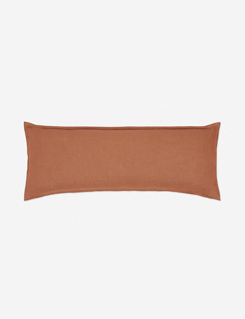 #color::rust #style::long-lumbar | Arlo rust orange flax linen solid long lumbar pillow