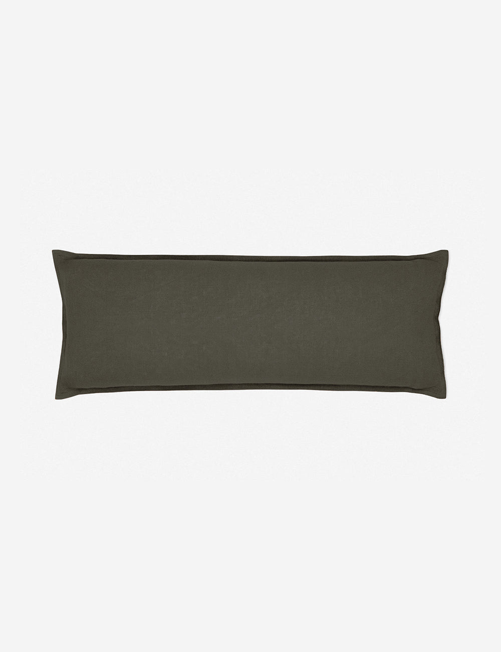#color::conifer #style::extra-long #fill type::with-feather-down-insert #fill type::pillow-cover-only | Arlo Conifer gray flax linen solid long lumbar pillow