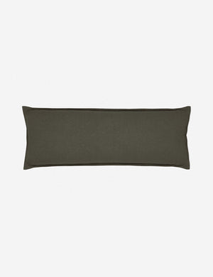 Arlo Conifer gray flax linen solid long lumbar pillow