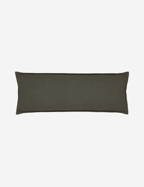 #color::conifer #style::long-lumbar | Arlo Conifer gray flax linen solid long lumbar pillow