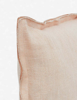 Corner of the  arlo Blush pink long lumbar pillow