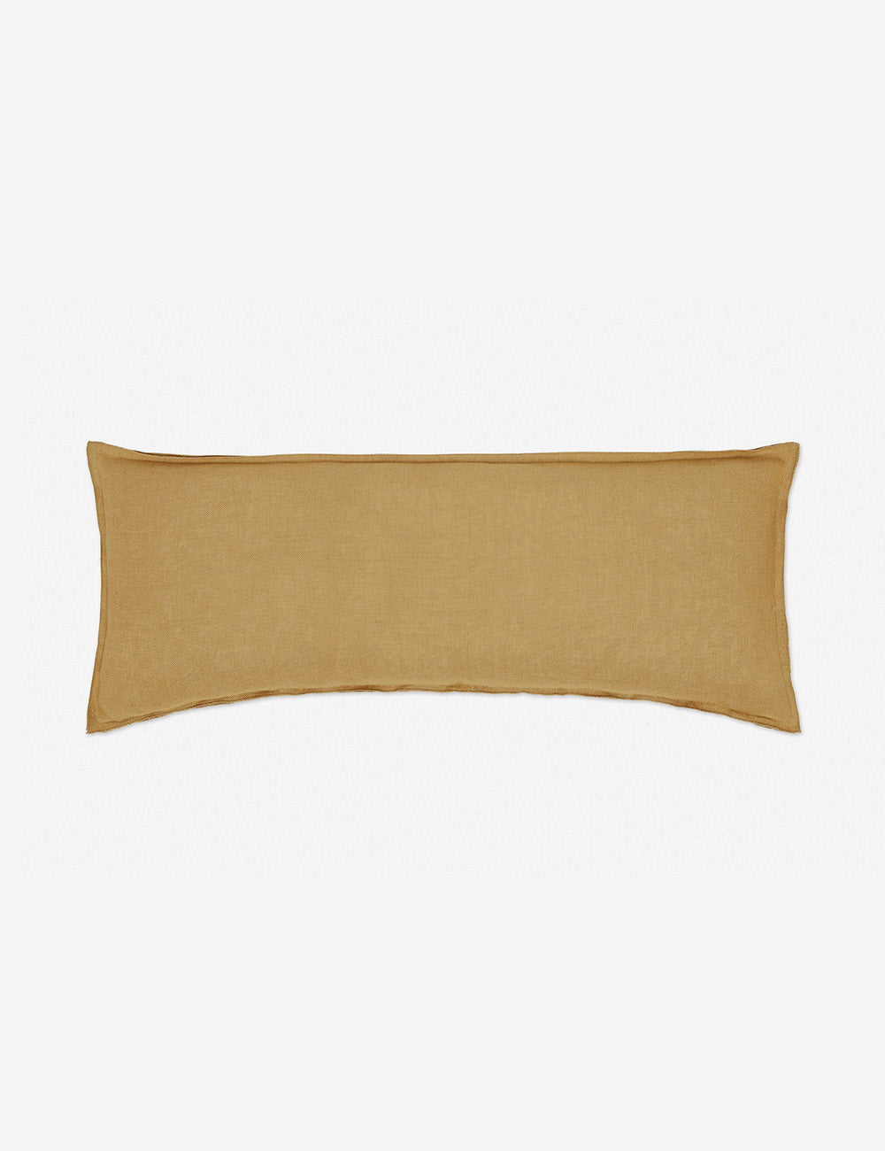 #color::marigold #style::extra-long #fill type::with-feather-down-insert #fill type::pillow-cover-only | Arlo Marigold flax linen solid long lumbar pillow