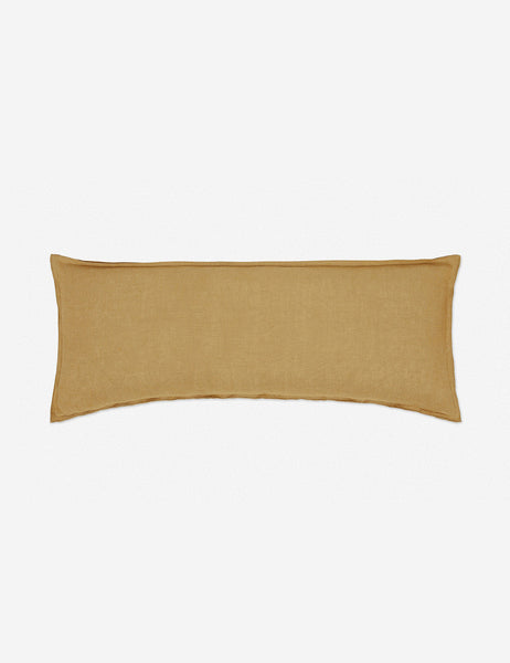 #color::marigold #style::long-lumbar | Arlo Marigold flax linen solid long lumbar pillow