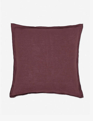 Arlo Aubergine burgundy flax linen solid square pillow