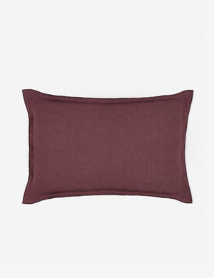 Arlo Aubergine burgundy flax linen solid lumbar pillow