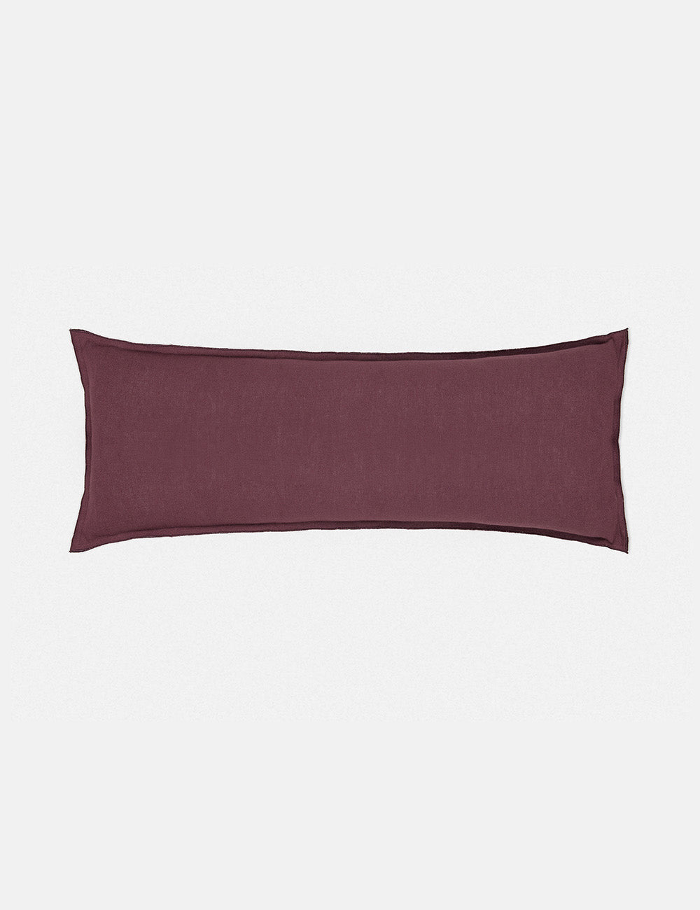#color::aubergine #style::extra-long #fill type::with-feather-down-insert #fill type::pillow-cover-only | Arlo Aubergine burgundy flax linen solid long lumbar pillow