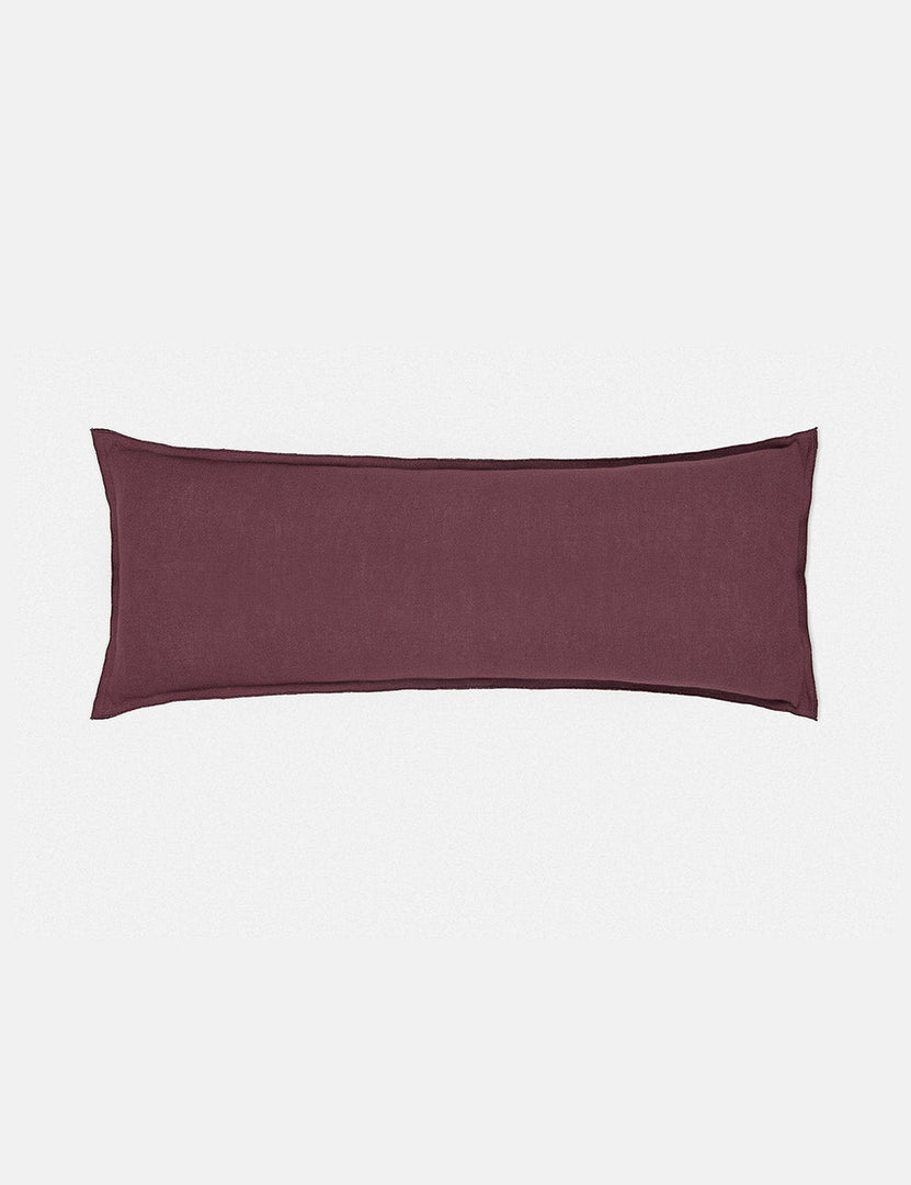 #color::aubergine #style::long-lumbar | Arlo Aubergine burgundy flax linen solid long lumbar pillow