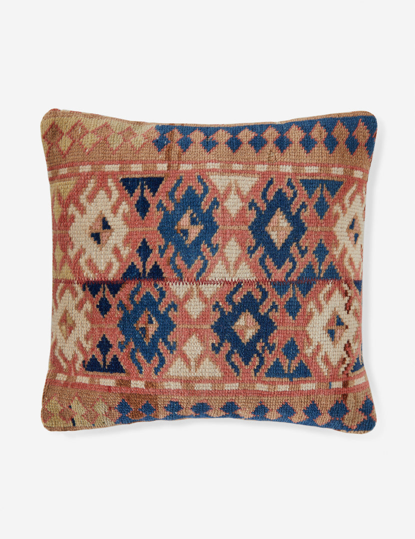 | Zuzu vintage turkish pillow with a terracotta, ivory, and blue colored pillow